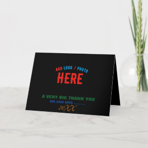 TARJETA DE AGRADECIMIENTO ESTILOSO MODERNO PERSONALIZABLE NEGRO MARCA VERIFI