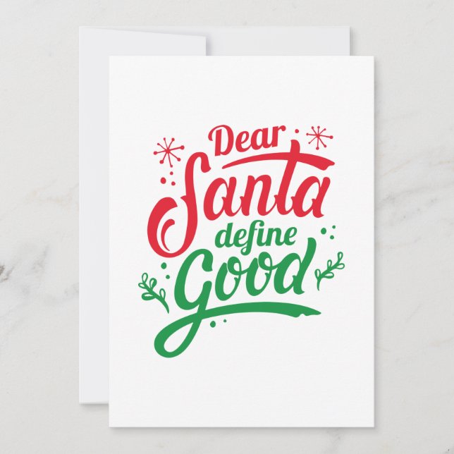 Tarjeta De Agradecimiento Estimado Santa Define Good (Anverso)