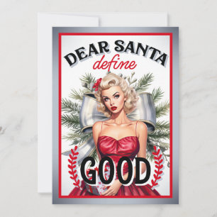 Tarjeta De Agradecimiento Estimado Santa Define Good Retro Pinup