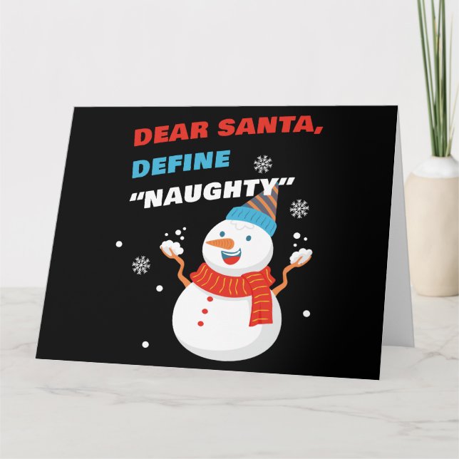 Tarjeta De Agradecimiento Estimado Santa Define "traviesos" Navidades gracio (Anverso)