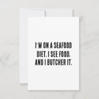 Estoy a dieta de marisco. Veo comida y carnicero
