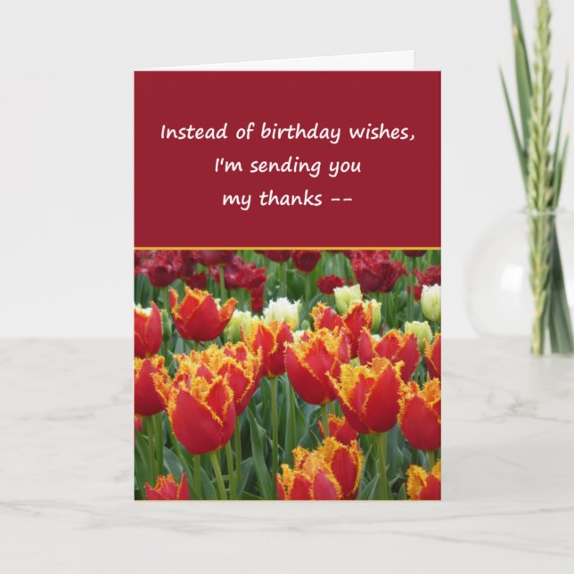 Tarjeta De Agradecimiento Estoy enviando mis gracias... Cumpleaños (Anverso)