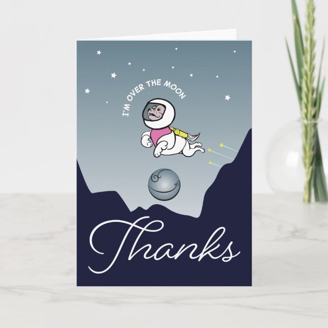Tarjeta De Agradecimiento Estoy sobre el perro lunar en el espacio (Anverso)