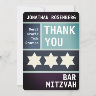 Tarjeta De Agradecimiento Estrella audaz de David Bar Mitzvah Gracias