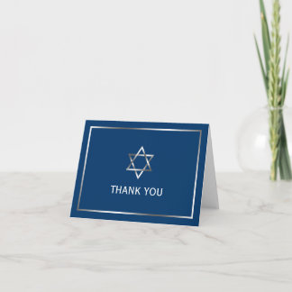 Tarjeta De Agradecimiento Estrella azul y plateada de David gracias