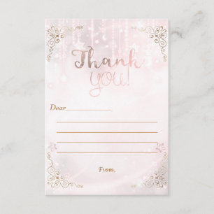 Tarjeta De Agradecimiento Estrella Brillante Rosa Dorado Ducha Gracias