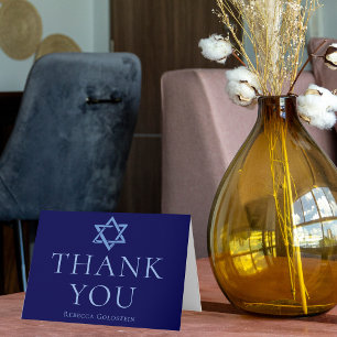 Tarjeta De Agradecimiento Estrella de David Bar Mitzvah Azul Real Personaliz