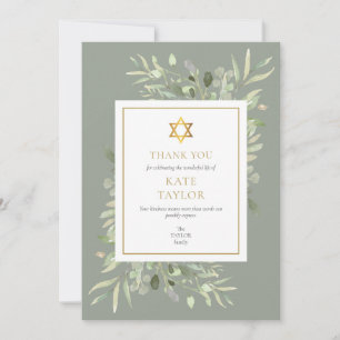 Tarjeta De Agradecimiento Estrella de David Memorial Funerario Judío
