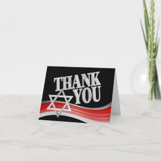 Tarjeta De Agradecimiento Estrella de David Silver y Red Gracias