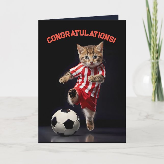 Tarjeta De Agradecimiento Estrella de fútbol Kitten (Anverso)