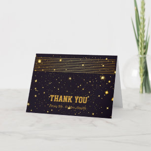 Tarjeta De Agradecimiento Estrella de las franjas de oro negras Purpurina es