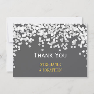 Tarjeta De Agradecimiento Estrella de las Luces Nocturnas Luz Gris Amarillo