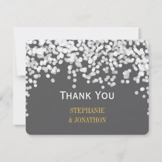 Tarjeta De Agradecimiento Estrella de las Luces Nocturnas Luz Gris Amarillo 