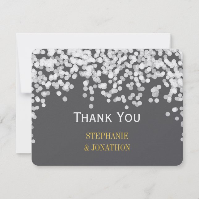 Tarjeta De Agradecimiento Estrella de las Luces Nocturnas Luz Gris Amarillo  (Anverso)