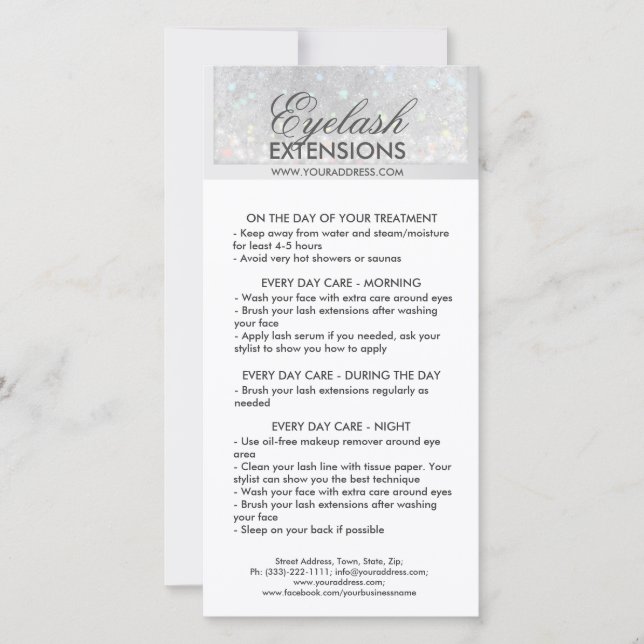 Tarjeta De Agradecimiento Estrella de nieve de Purpurina blanco Lash Afterca (Anverso)