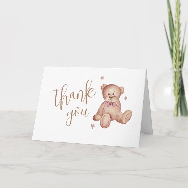 Tarjeta De Agradecimiento Estrella de Oso de Teddy Simple (Anverso)