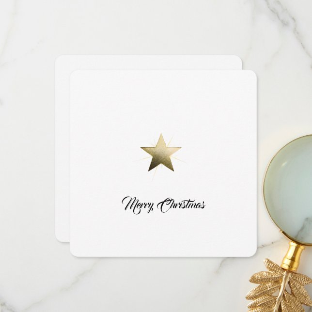 Tarjeta De Agradecimiento Estrella dorada elegante con lujoso brillo Minimal (Anverso/Reverso In Situ)