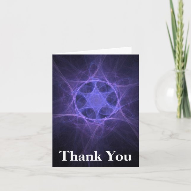 Tarjeta De Agradecimiento Estrella Fractal Púrpura De David (Anverso)
