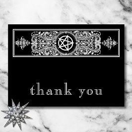 Tarjeta De Agradecimiento Estrella gótica del pentagrama Boda blanco negro