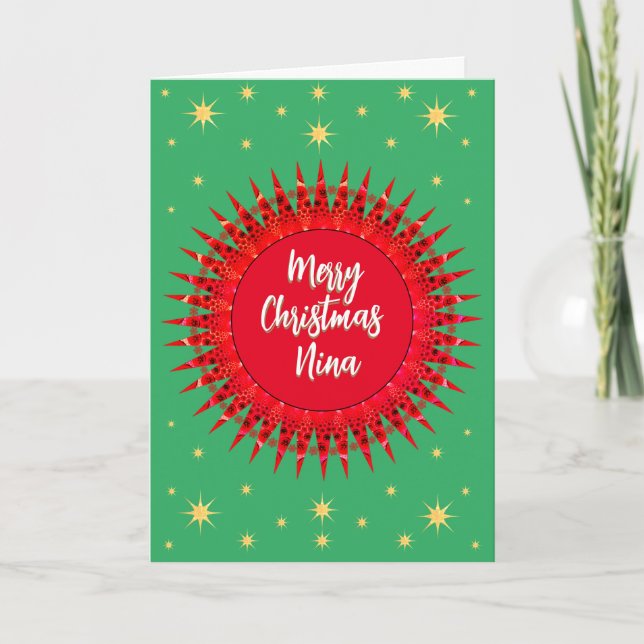 Tarjeta De Agradecimiento Estrella ornamental Nombre personalizado Feliz Nav (Anverso)