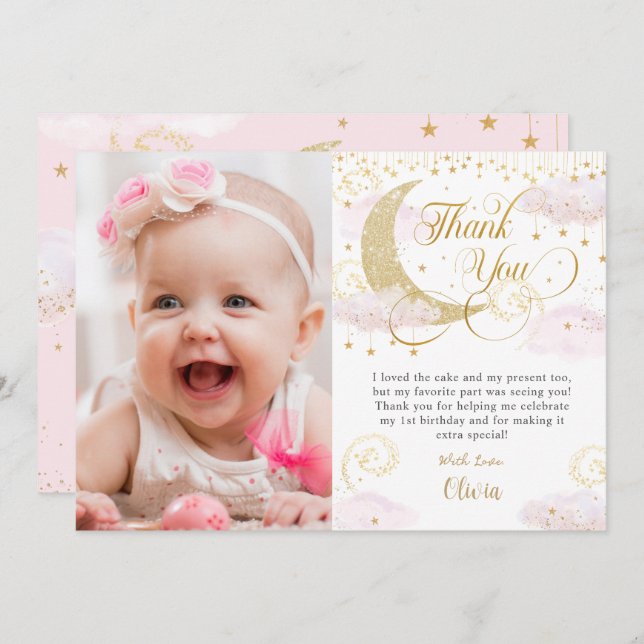 Tarjeta De Agradecimiento Estrella Pequeña Titilante Caprichosa Cumpleaños R (Anverso / Reverso)