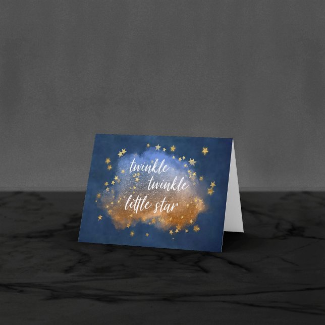 Tarjeta De Agradecimiento Estrella pequeña Twinkle | Baby Shower Blue Copper (Subido por el creador)