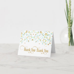 Tarjeta De Agradecimiento Estrella Pequeña Twinkle Gracias Mint Green Gold
