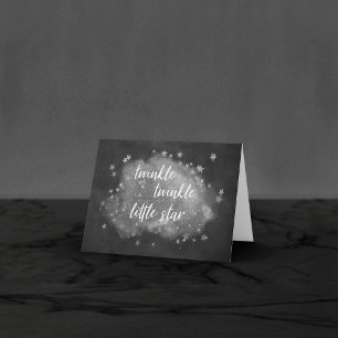 Tarjeta De Agradecimiento Estrella pequeña Twinkle Gris y plata de carbón