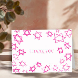 Tarjeta De Agradecimiento Estrella rosa de David Bar Bat Mitzvah
