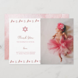 Tarjeta De Agradecimiento Estrella rosa del Boho de David Jewish