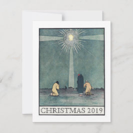 Tarjeta De Agradecimiento Estrella vintage de Navidades Belén saludo plano