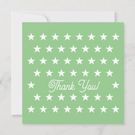Tarjeta De Agradecimiento Estrellas blancas sobre fondo verde 