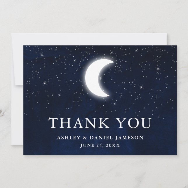 Tarjeta De Agradecimiento Estrellas celestes de la luna del Boda Sky (Anverso)