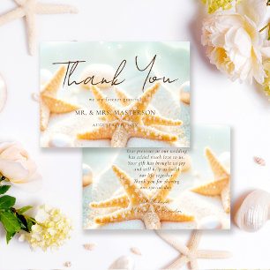 Tarjeta De Agradecimiento Estrellas de Mar Modernas y Elegantes Bodas en la 