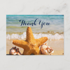 Tarjeta De Agradecimiento Estrellas de mar y conchas en la playa Gracias