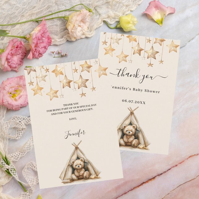 Tarjeta De Agradecimiento Estrellas de oso de peluche Baby Shower tienda bei (Subido por el creador)