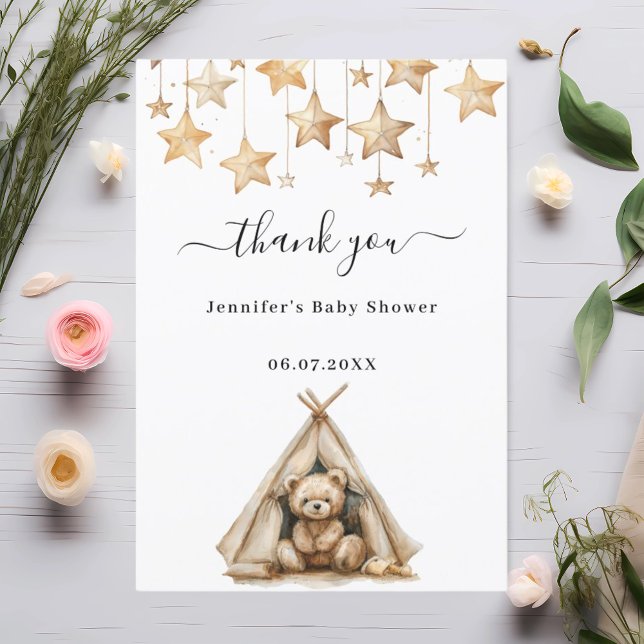Tarjeta De Agradecimiento Estrellas de oso de peluche Baby Shower tienda bei (Subido por el creador)