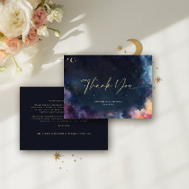 Tarjeta De Agradecimiento Estrellas de regalo celestes Galaxia cósmica Azul 