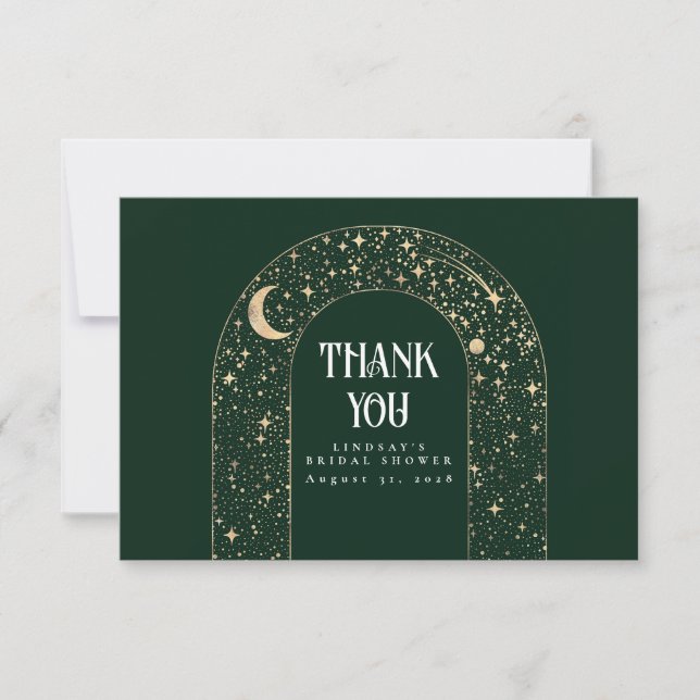 Tarjeta De Agradecimiento Estrellas Nocturnas Celestes Elegantes Gracias (Anverso)