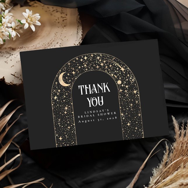Tarjeta De Agradecimiento Estrellas nocturnas celestiales Elegante agradecim (Celestial Arch Thank You Card)