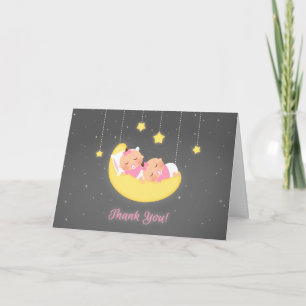 Tarjeta De Agradecimiento Estrellita que brillan Gemelas Niña Gracias