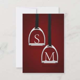 Tarjeta De Agradecimiento Estribos con monograma de hierro color rojo oscuro