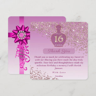 Tarjeta De Agradecimiento Estudio de Fragancias Rosé Sweet 16 Gracias