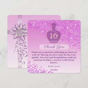 Tarjeta De Agradecimiento Estudio de Fragancias Sweet 16 Pink Blush Gracias