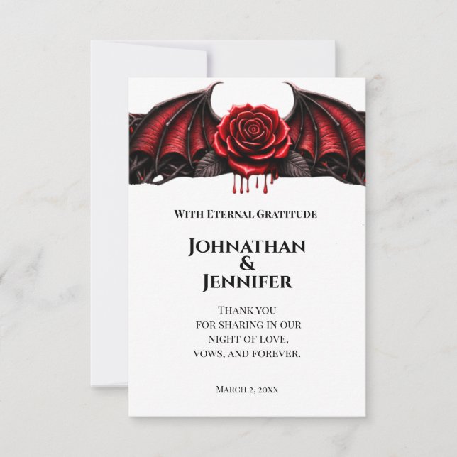 Tarjeta De Agradecimiento Eternal Night Gothic Vampire Wedding Dark Romance  (Anverso)