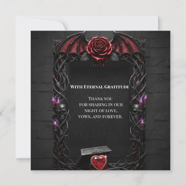 Tarjeta De Agradecimiento Eternal Night Gothic Vampire Wedding Dark Romance  (Anverso)