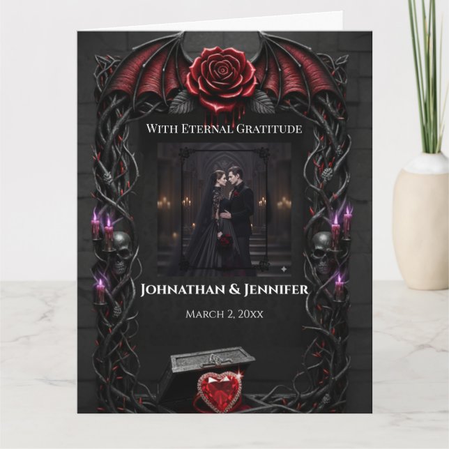 Tarjeta De Agradecimiento Eternal Night Gothic Vampire Wedding Dark Romance  (Anverso)