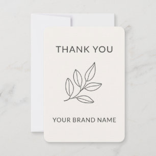 Tarjeta De Agradecimiento Etiqueta Botánica Minimalista Artesanal Hecha a Ma