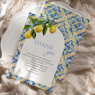 Tarjeta De Agradecimiento Etiqueta de Favor de Boda de Limón Italiano