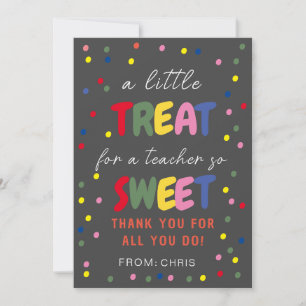 Tarjeta De Agradecimiento Etiqueta de trato dulce del profesor, aprecio del 